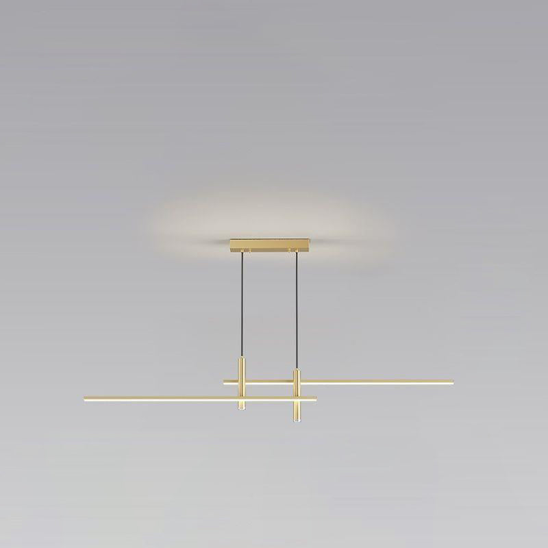 Lustre LED à bande en fer et aluminium minimaliste moderne pour salle à manger 