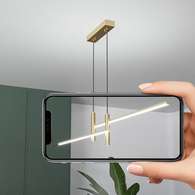 Lustre LED à bande en fer et aluminium minimaliste moderne pour salle à manger 