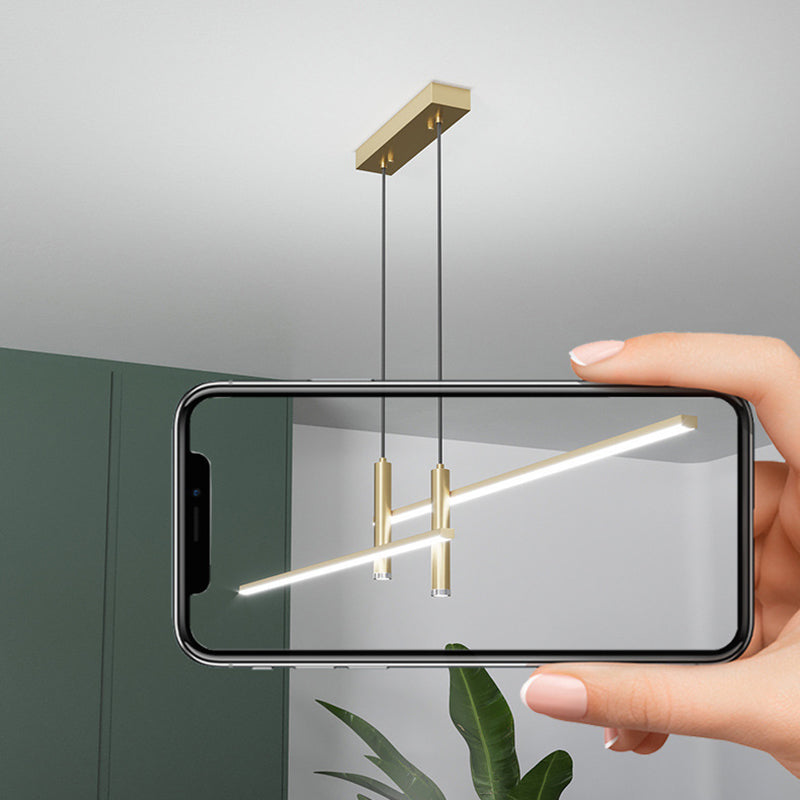 Lustre LED à bande en fer et aluminium minimaliste moderne pour salle à manger 