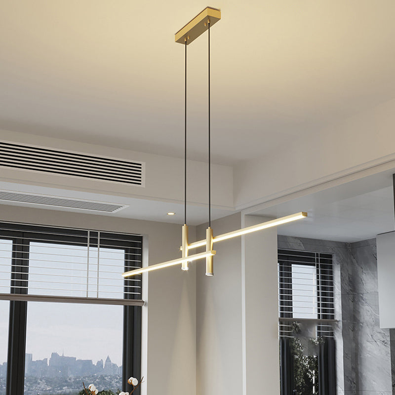 Lustre LED à bande en fer et aluminium minimaliste moderne pour salle à manger 