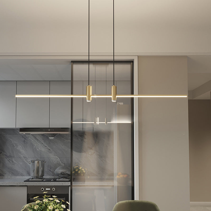 Lustre LED à bande en fer et aluminium minimaliste moderne pour salle à manger 