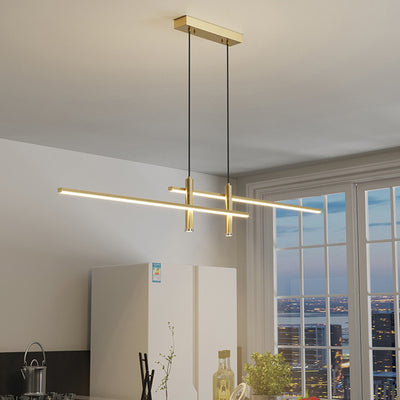 Lustre LED à bande en fer et aluminium minimaliste moderne pour salle à manger 