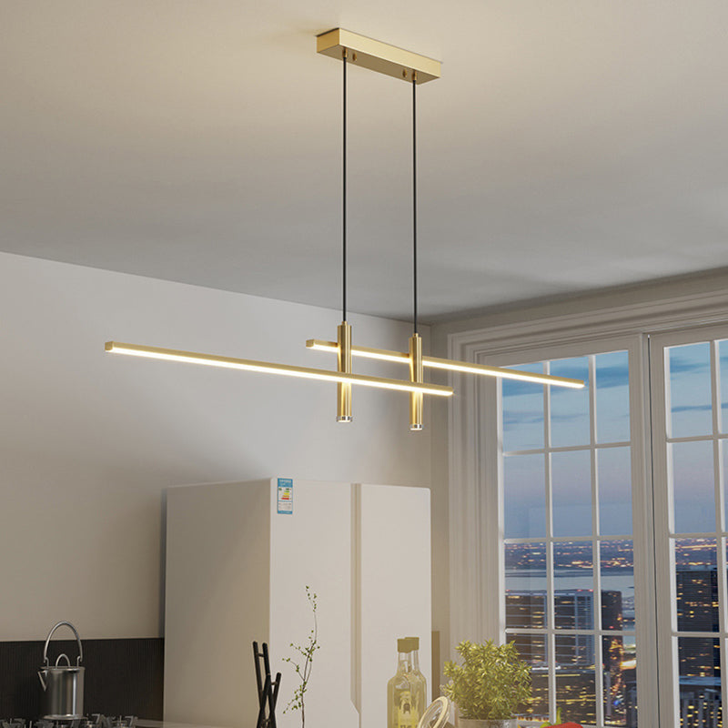 Lustre LED à bande en fer et aluminium minimaliste moderne pour salle à manger 