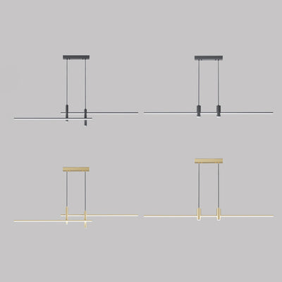 Lustre LED à bande en fer et aluminium minimaliste moderne pour salle à manger 