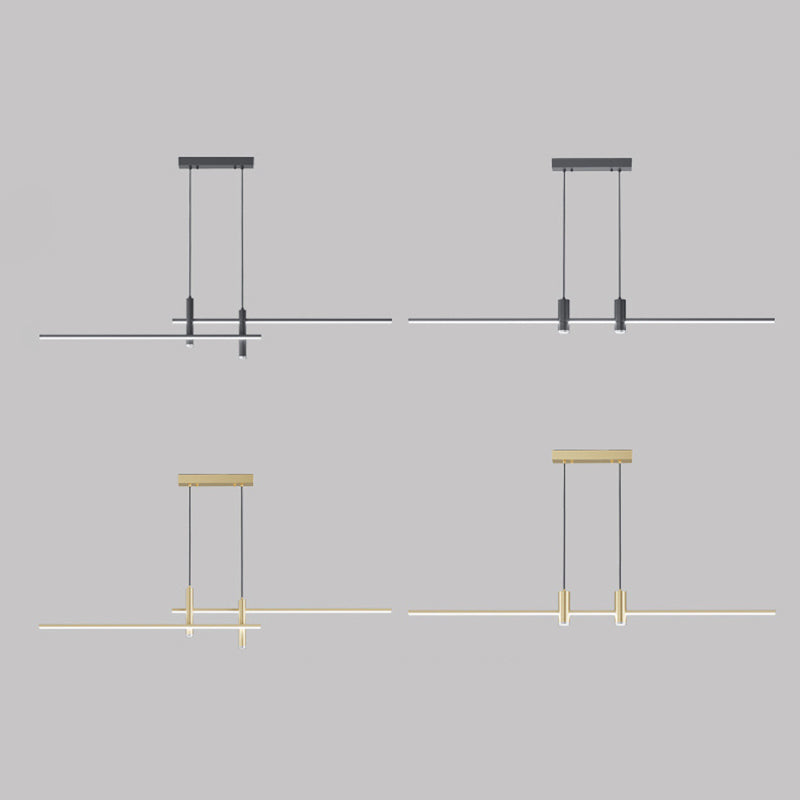 Lustre LED à bande en fer et aluminium minimaliste moderne pour salle à manger 