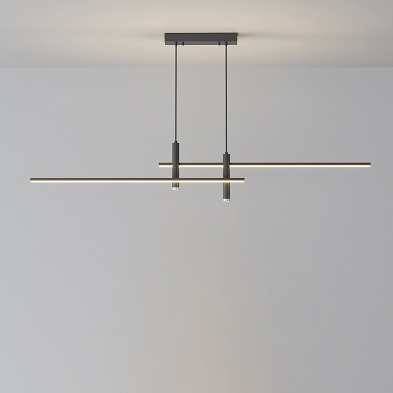 Lustre LED à bande en fer et aluminium minimaliste moderne pour salle à manger 