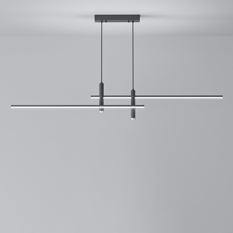 Lustre LED à bande en fer et aluminium minimaliste moderne pour salle à manger 