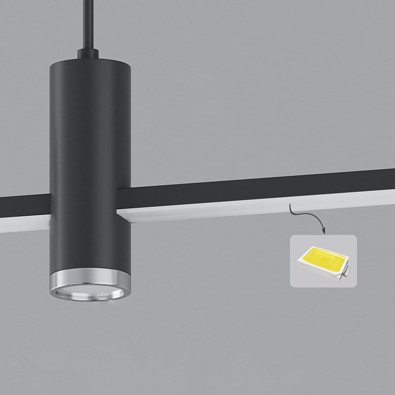 Lustre LED à bande en fer et aluminium minimaliste moderne pour salle à manger 