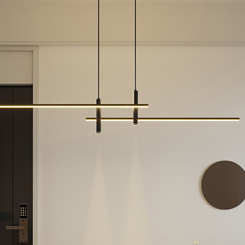 Lustre LED à bande en fer et aluminium minimaliste moderne pour salle à manger 