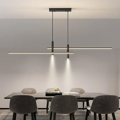 Lustre LED à bande en fer et aluminium minimaliste moderne pour salle à manger 