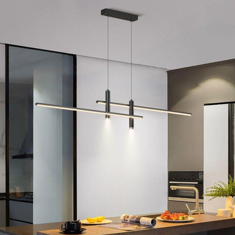 Lustre LED à bande en fer et aluminium minimaliste moderne pour salle à manger 