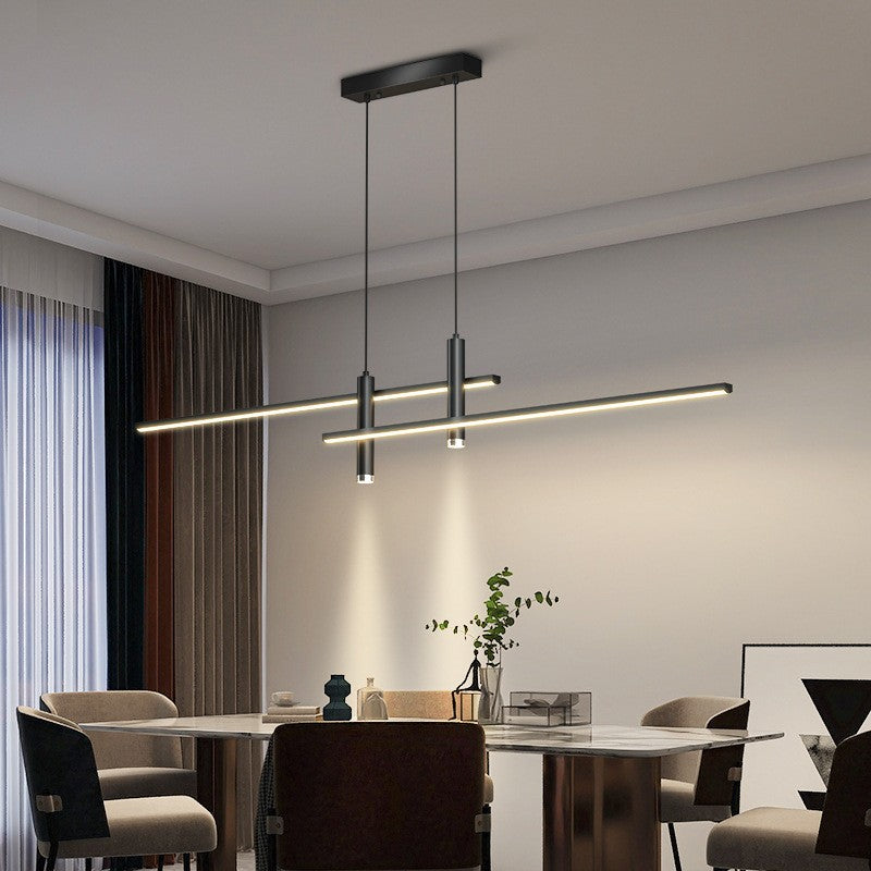 Lustre LED à bande en fer et aluminium minimaliste moderne pour salle à manger 