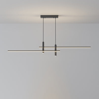 Lustre LED à bande en fer et aluminium minimaliste moderne pour salle à manger 