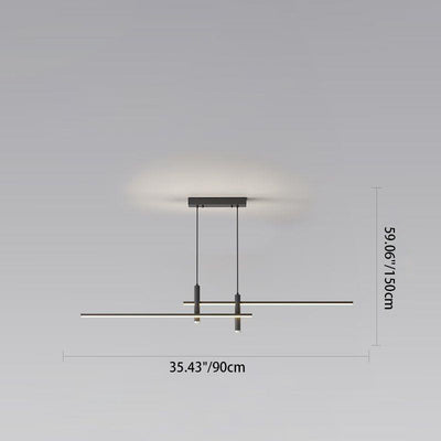 Lustre LED à bande en fer et aluminium minimaliste moderne pour salle à manger 