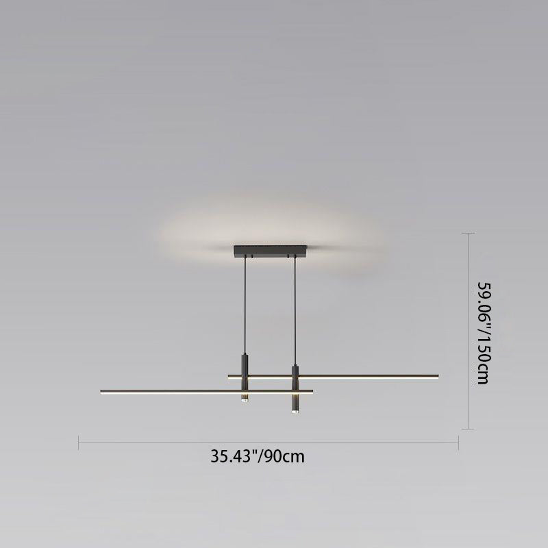 Lustre LED à bande en fer et aluminium minimaliste moderne pour salle à manger 