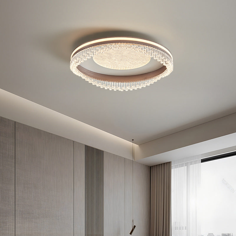 Lustre de plafond à montage affleurant en fer, aluminium et acrylique moderne de luxe avec LED pour chambre à coucher 