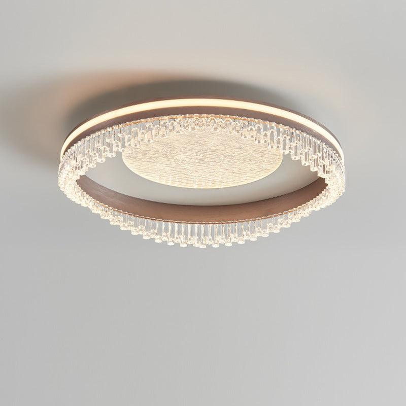 Lustre de plafond à montage affleurant en fer, aluminium et acrylique moderne de luxe avec LED pour chambre à coucher 