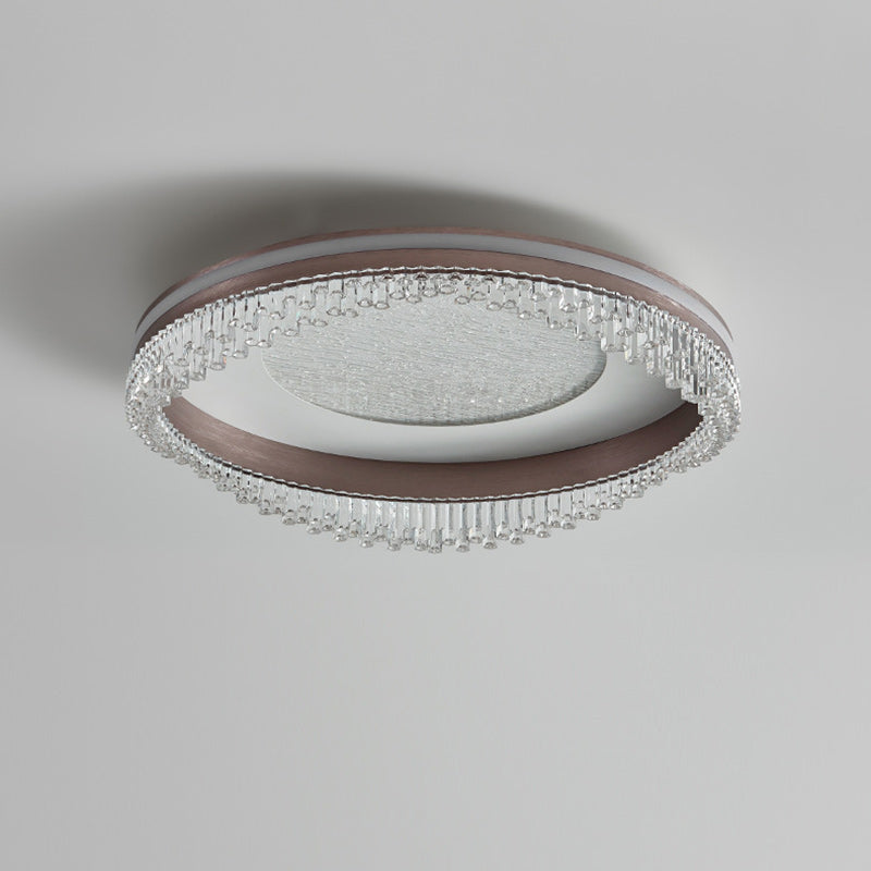 Lustre de plafond à montage affleurant en fer, aluminium et acrylique moderne de luxe avec LED pour chambre à coucher 