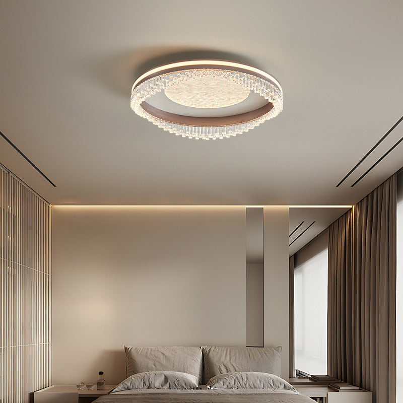 Lustre de plafond à montage affleurant en fer, aluminium et acrylique moderne de luxe avec LED pour chambre à coucher 