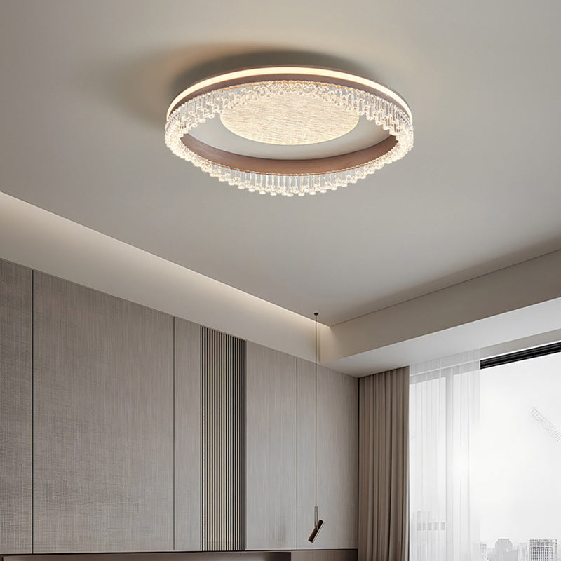 Lustre de plafond à montage affleurant en fer, aluminium et acrylique moderne de luxe avec LED pour chambre à coucher 
