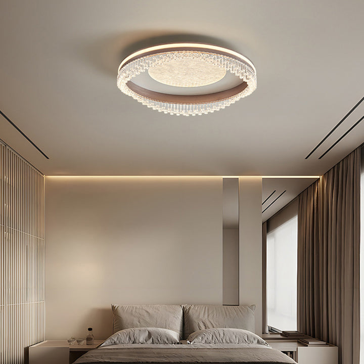 Lustre de plafond à montage affleurant en fer, aluminium et acrylique moderne de luxe avec LED pour chambre à coucher 