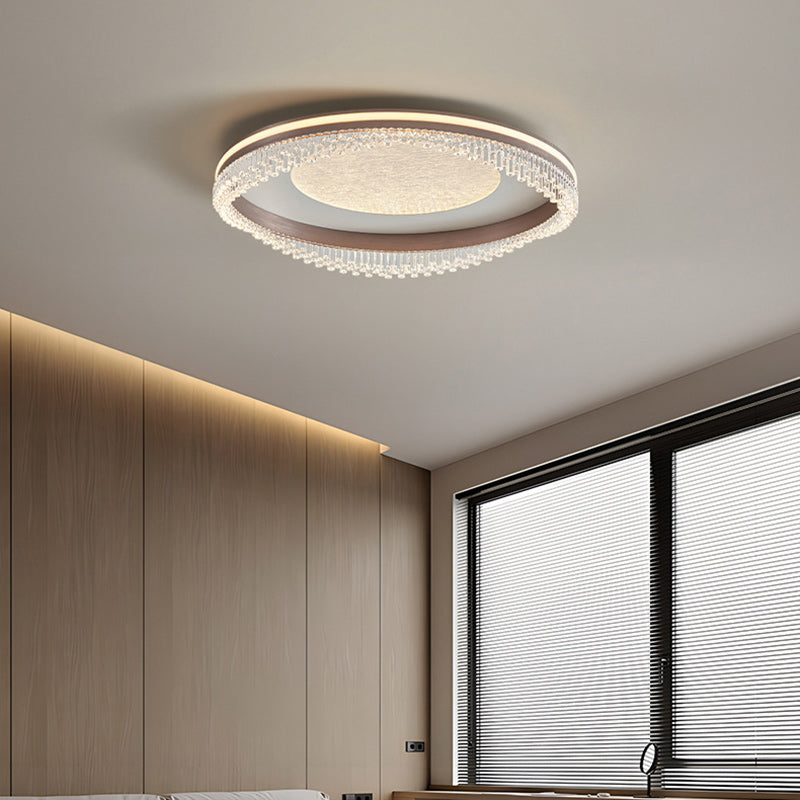 Lustre de plafond à montage affleurant en fer, aluminium et acrylique moderne de luxe avec LED pour chambre à coucher 