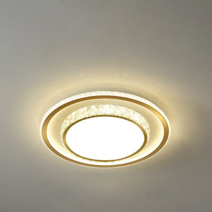 Modern Luxury Iron Acrylic Crystal Square Round Rectangular LED Flush Mount Ceiling Light For Bedroom