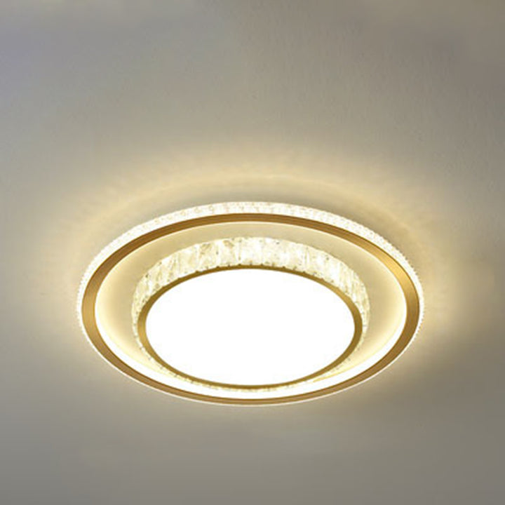 Modern Luxury Iron Acrylic Crystal Square Round Rectangular LED Flush Mount Ceiling Light For Bedroom