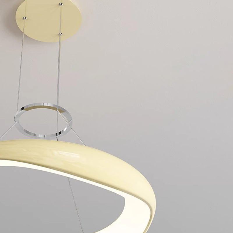 Lustres LED Ronds en Acrylique et Fer Scandinave Contemporain pour Salle à Manger 