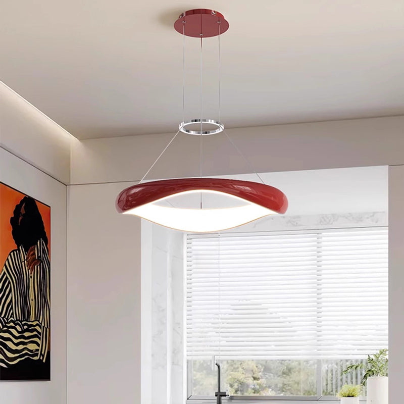 Lustres LED Ronds en Acrylique et Fer Scandinave Contemporain pour Salle à Manger 