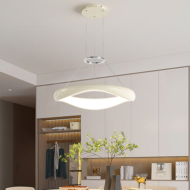Lustres LED Ronds en Acrylique et Fer Scandinave Contemporain pour Salle à Manger 