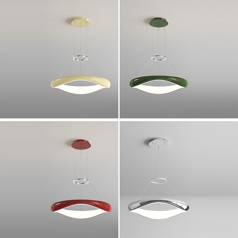 Lustres LED Ronds en Acrylique et Fer Scandinave Contemporain pour Salle à Manger 