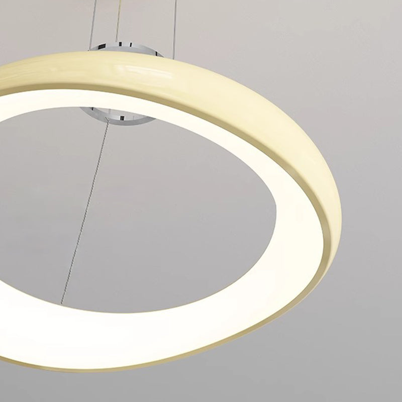 Lustres LED Ronds en Acrylique et Fer Scandinave Contemporain pour Salle à Manger 