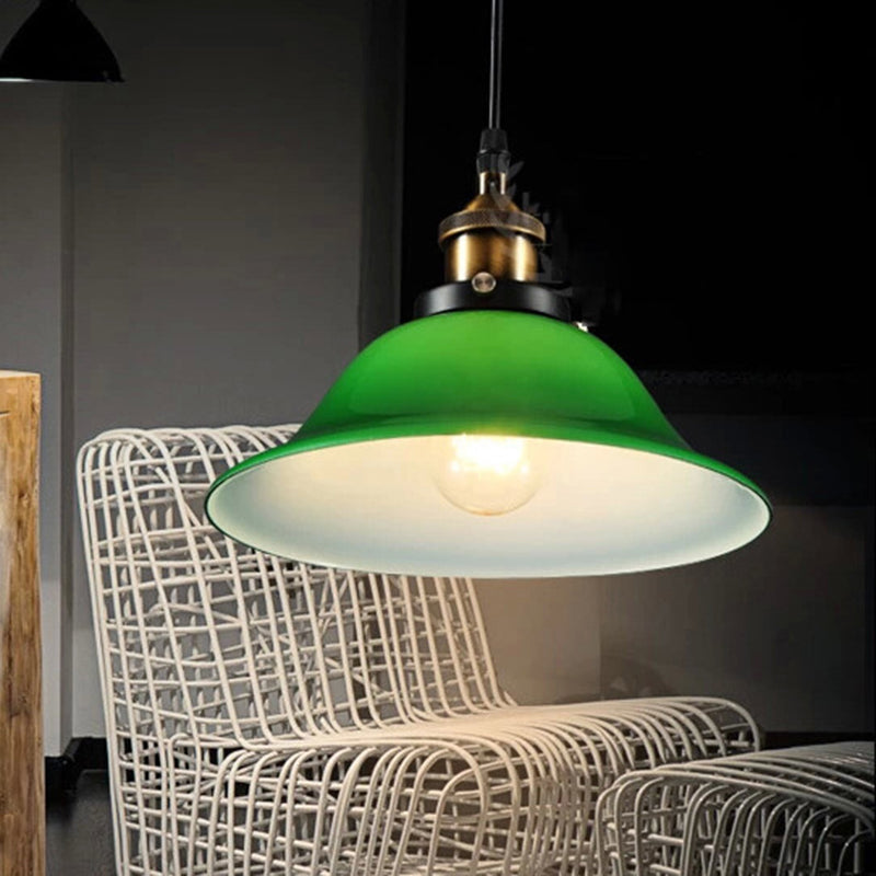 Suspension Luminaire Conique en Verre Métal Rétro Contemporain à 1 Lumière pour Salle à Manger 