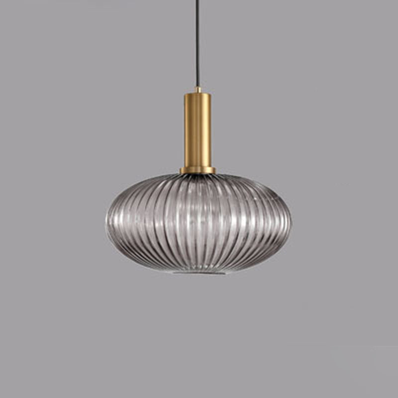 Lanterne cylindrique en verre métallique scandinave contemporain à rayures 1 lumière pour salle à manger 