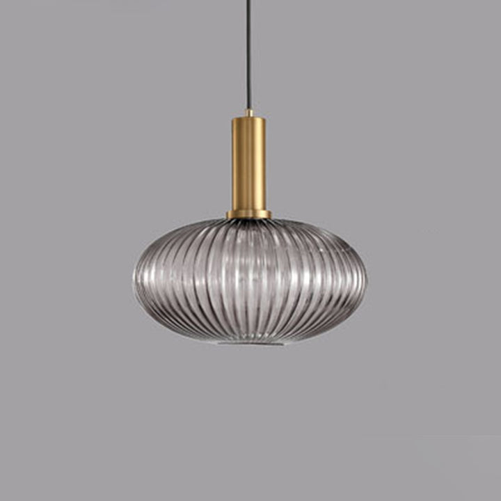 Lanterne cylindrique en verre métallique scandinave contemporain à rayures 1 lumière pour salle à manger 