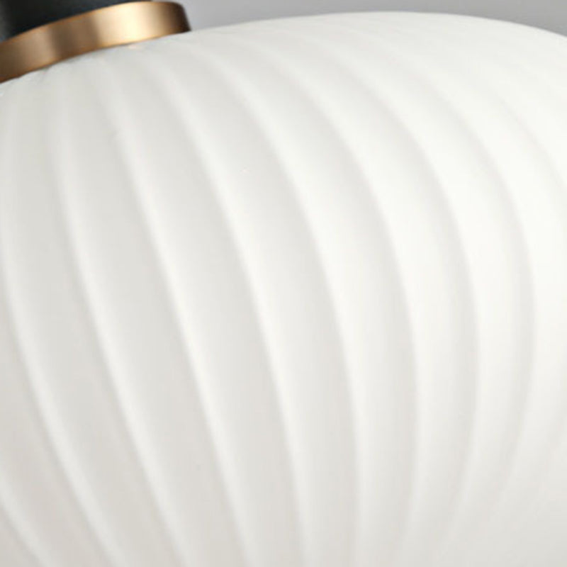 Lanterne cylindrique en verre métallique scandinave contemporain à rayures 1 lumière pour salle à manger 