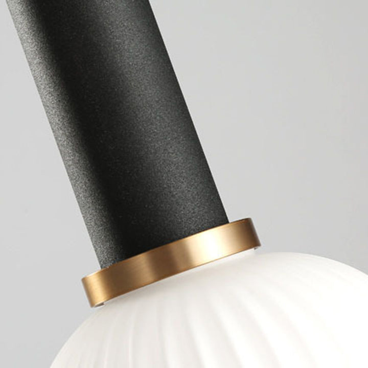 Lanterne cylindrique en verre métallique scandinave contemporain à rayures 1 lumière pour salle à manger 