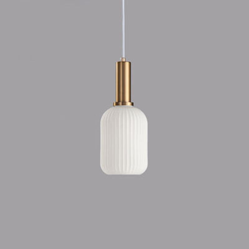 Lanterne cylindrique en verre métallique scandinave contemporain à rayures 1 lumière pour salle à manger 