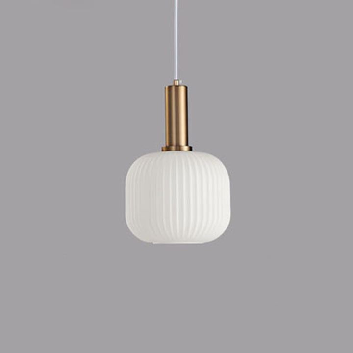 Lanterne cylindrique en verre métallique scandinave contemporain à rayures 1 lumière pour salle à manger 