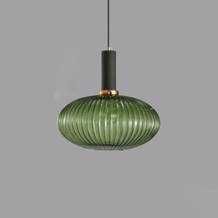 Lanterne cylindrique en verre métallique scandinave contemporain à rayures 1 lumière pour salle à manger 