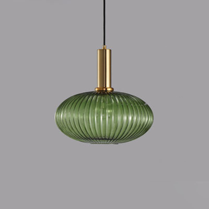Lanterne cylindrique en verre métallique scandinave contemporain à rayures 1 lumière pour salle à manger 