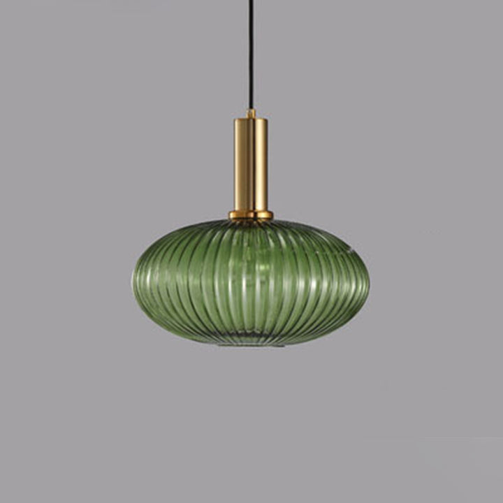 Lanterne cylindrique en verre métallique scandinave contemporain à rayures 1 lumière pour salle à manger 