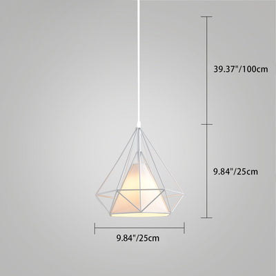 Zeitgenössische industrielle Eisengewebe Diamant 1-Licht Pendelleuchte für Esszimmer 