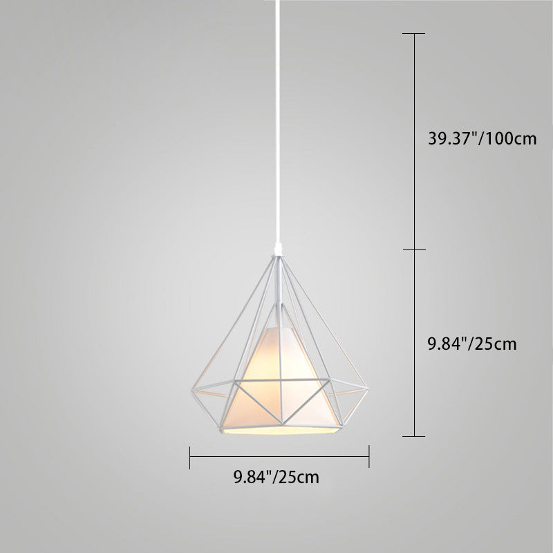 Zeitgenössische industrielle Eisengewebe Diamant 1-Licht Pendelleuchte für Esszimmer 