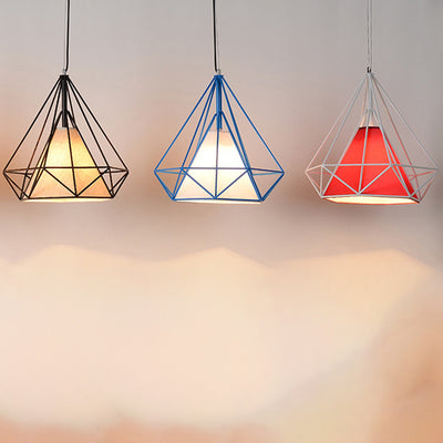 Zeitgenössische industrielle Eisengewebe Diamant 1-Licht Pendelleuchte für Esszimmer 