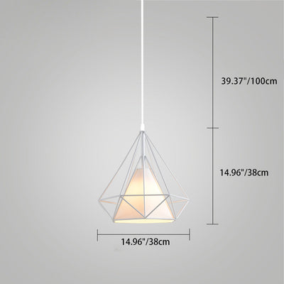Zeitgenössische industrielle Eisengewebe Diamant 1-Licht Pendelleuchte für Esszimmer 