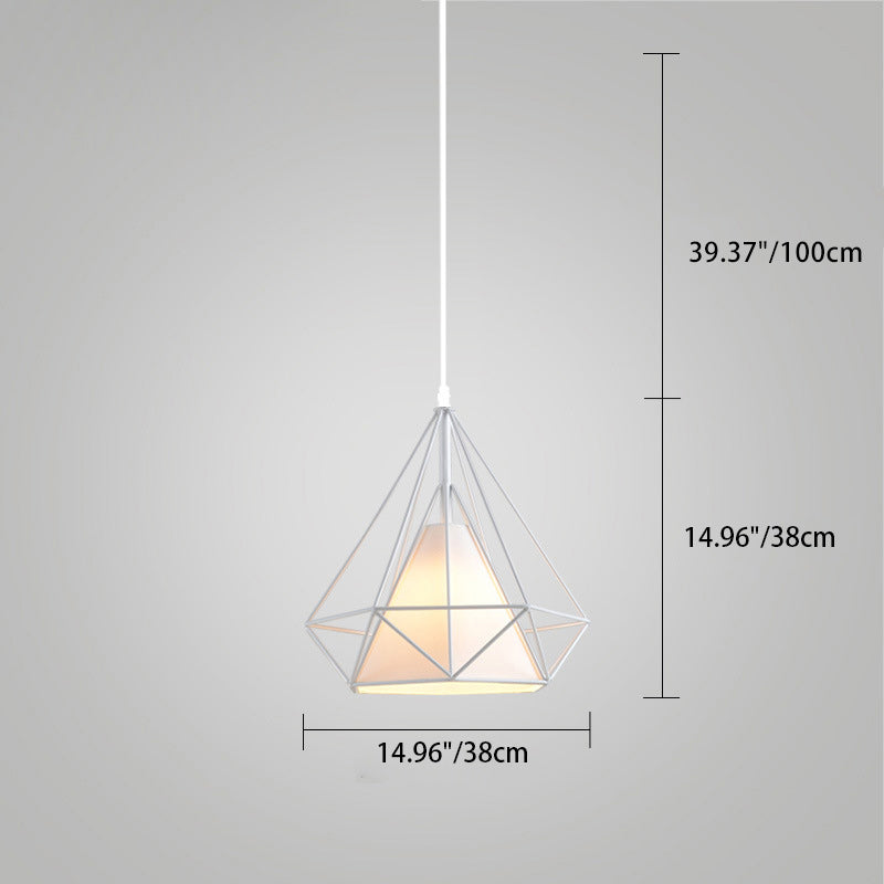Zeitgenössische industrielle Eisengewebe Diamant 1-Licht Pendelleuchte für Esszimmer 