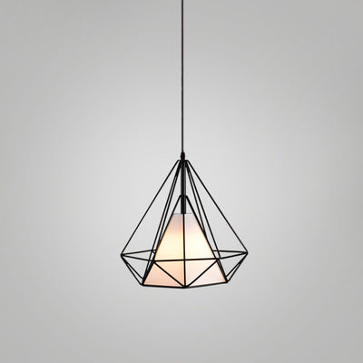Zeitgenössische industrielle Eisengewebe Diamant 1-Licht Pendelleuchte für Esszimmer 