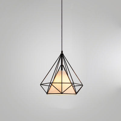 Zeitgenössische industrielle Eisengewebe Diamant 1-Licht Pendelleuchte für Esszimmer 